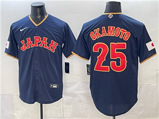 Japan Baseball #25 Kazuma Okamoto Navy 2026 World Baseball Classic Jersey