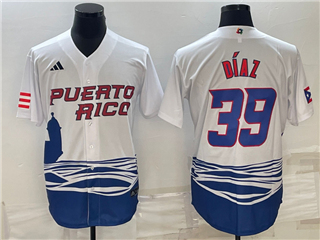 Puerto Rico Baseball #39 Edwin Diaz White 2023 World Baseball Classic Jersey
