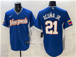 Venezuela Baseball #21 Ronald Acuna Jr. Blue 2026 World Baseball Classic Jersey