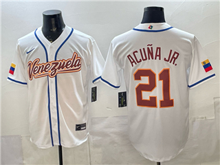 Venezuela Baseball #21 Ronald Acuna Jr. White 2026 World Baseball Classic Jersey