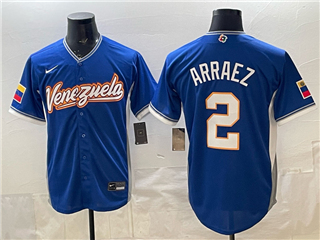 Venezuela Baseball #2 Luis Arraez Blue 2026 World Baseball Classic Jersey