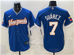 Venezuela Baseball #7 Eugenio Suarez Blue 2026 World Baseball Classic Jersey