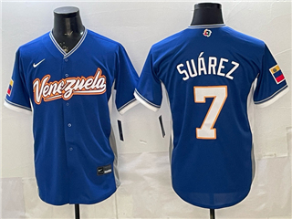 Venezuela Baseball #7 Eugenio Suarez Blue 2026 World Baseball Classic Jersey
