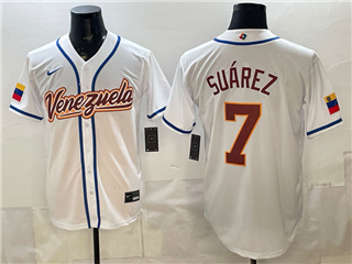 Venezuela Baseball #7 Eugenio Suarez White 2026 World Baseball Classic Jersey
