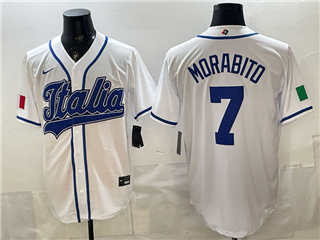 Italy Baseball #7 Nick Morabito White 2026 World Baseball Classic Jersey