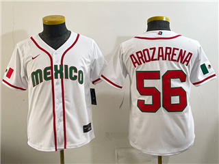 Mexico Baseball #56 Randy Arozarena Youth White 2026 World Baseball Classic Jersey