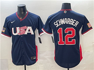 USA Baseball #12 Kyle Schwarber Navy 2026 World Baseball Classic Jersey