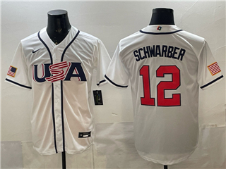 USA Baseball #12 Kyle Schwarber White 2026 World Baseball Classic Jersey