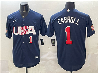USA Baseball #1 Corbin Carroll Navy World Baseball Classic Jersey