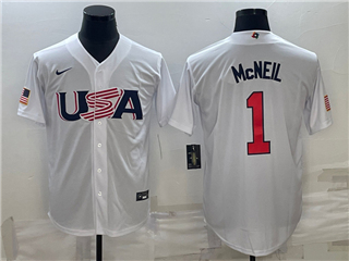 USA Baseball #1 Jeff McNeil White 2023 World Baseball Classic Jersey