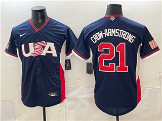 USA Baseball #21 Pete Crow-Armstrong Navy 2026 World Baseball Classic Jersey