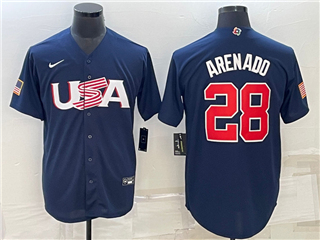 USA Baseball #28 Nolan Arenado Navy 2023 World Baseball Classic Jersey