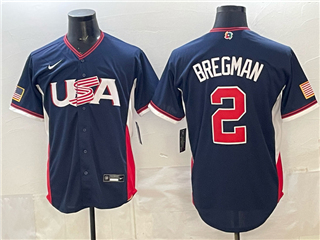 USA Baseball #2 Alex Bregman Navy 2026 World Baseball Classic Jersey