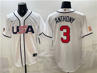 USA Baseball #3 Roman Anthony White 2026 World Baseball Classic Jersey