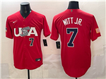 USA Baseball #7 Bobby Witt Jr. Red World Baseball Classic Jersey
