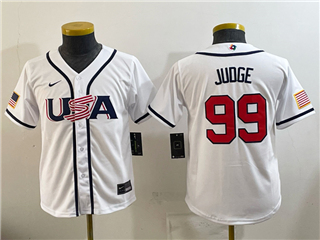 USA Baseball #99 Aaron Judge Youth White 2026 World Baseball Classic Jersey