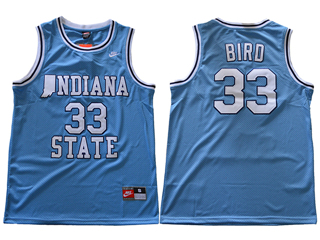 Indiana State Sycamores #33 Larry Bird Light Blue College Basketball Jersey