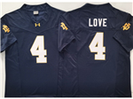 Notre Dame Fighting Irish #4 Jeremiyah Love Navy College Football Limited Jersey