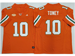 Miami Hurricanes #10 Malachi Toney Orange College Football F.U.S.E. Limited Jersey
