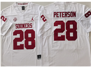 Oklahoma Sooners #28 Adrian Peterson White College Football Jersey