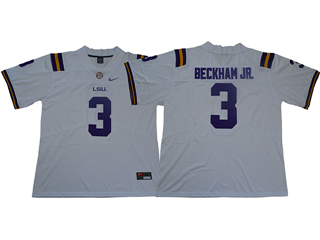LSU Tigers #3 Odell Beckham Jr. White College Football Jersey