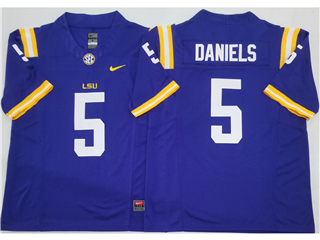 LSU Tigers #5 Jayden Daniels Purple College Football F.U.S.E. Limited Jersey