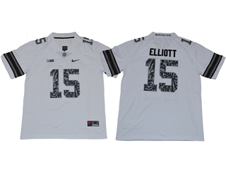 Ohio State Buckeyes #15 Ezekiel Elliott White Shadow College Football Jersey