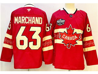 2025 4 Nations Face-Off Team Canada #63 Brad Marchand Red Hockey Jersey