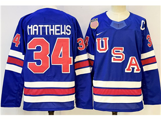 2026 Winter Olympics Team USA #34 Auston Matthews Blue Hockey Jersey