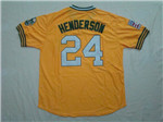 Oakland Athletics #24 Rickey Henderson Throwback Gold Jersey