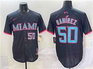 Miami Marlins #50 Agustin Ramirez Black 2025 City Connect Limited Jersey