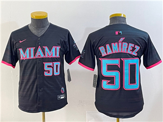 Miami Marlins #50 Agustin Ramirez Youth Black 2025 City Connect Limited Jersey
