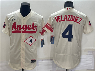 Los Angeles Angels #4 Andrew Velazquez Cream 2022 City Connect Flex Base Jersey