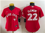 Toronto Blue Jays #22 Ernie Clement Women's Canada Day Red Limited Jersey