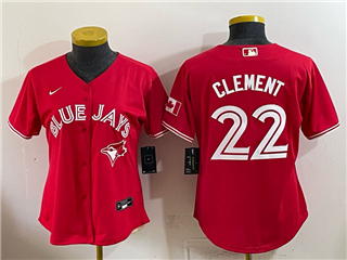 Toronto Blue Jays #22 Ernie Clement Women's Canada Day Red Limited Jersey