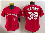 Toronto Blue Jays #39 Trey Yesavage Women's Canada Day Red Limited Jersey