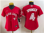 Toronto Blue Jays #4 George Springer Women's Canada Day Red Limited Jersey