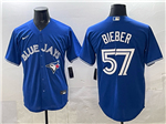 Toronto Blue Jays #57 Shane Bieber Blue Limited Jersey