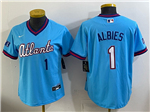 Atlanta Braves #1 Ozzie Albies Women's Powder Blue 2026 City Connect Jersey