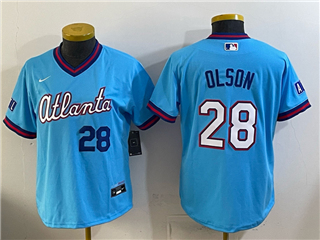 Atlanta Braves #28 Matt Olson Women's Powder Blue 2026 City Connect Jersey