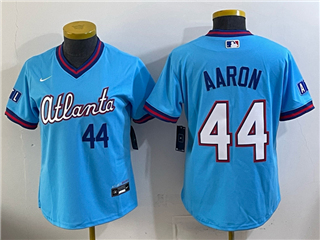 Atlanta Braves #44 Hank Aaron Women's Powder Blue 2026 City Connect Jersey