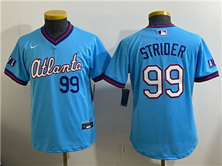 Atlanta Braves #99 Spencer Strider Youth Powder Blue 2026 City Connect Jersey