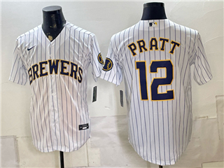 Milwaukee Brewers #12 Cooper Pratt White Limited Jersey