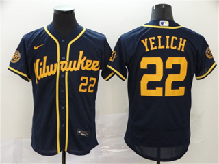 Milwaukee Brewers #22 Christian Yelich Navy 2020 Flex Base Jersey