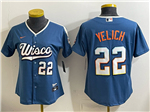 Milwaukee Brewers #22 Christian Yelich Women's Blue 2026 City Connect Jersey