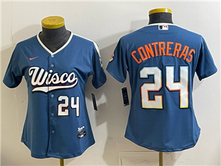 Milwaukee Brewers #24 William Contreras Women's Blue 2026 City Connect Jersey