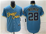 Milwaukee Brewers #28 Joey Wiemer Powder Blue 2022 City Connect Cool Base Jersey