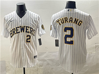 Milwaukee Brewers #2 Brice Turang White Limited Jersey