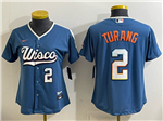 Milwaukee Brewers #2 Brice Turang Women's Blue 2026 City Connect Jersey