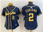 Milwaukee Brewers #2 Brice Turang Women's Navy Limited Jersey